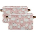 thumbnail image 1 of GZHJMY Sheep Rectangular Storage Bins, 2 PCS Collapsible Toy Storage Bins, Waterproof Canvas Rectangular Storage Bin with Leather Handles for Home Closets Offices,Bedrooms,Kids Toy, Gift Baskets, 1 of 6