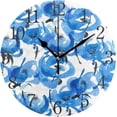 thumbnail image 1 of GZHJMY Silent Non Ticking Round Wall Clock, Blue Flowers Pattern Home Decor Battery Operated for Living Room, Kitchen, Bedroom, 1 of 4