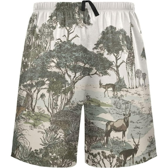 GZHJMY Sleep Short for Men, Pajama Pants with Side Pockets Elastic Waistband Drawstring, Christmas New Year Birthday Gifts, XX-Large - African Plain Animals