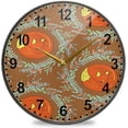 thumbnail image 1 of GZHJMY Sleeping Foxes and Leaves Pattern Wall Clock Silent Non Ticking 9.5 Inch Round Easy to Read for Home Office School Clock, 1 of 7