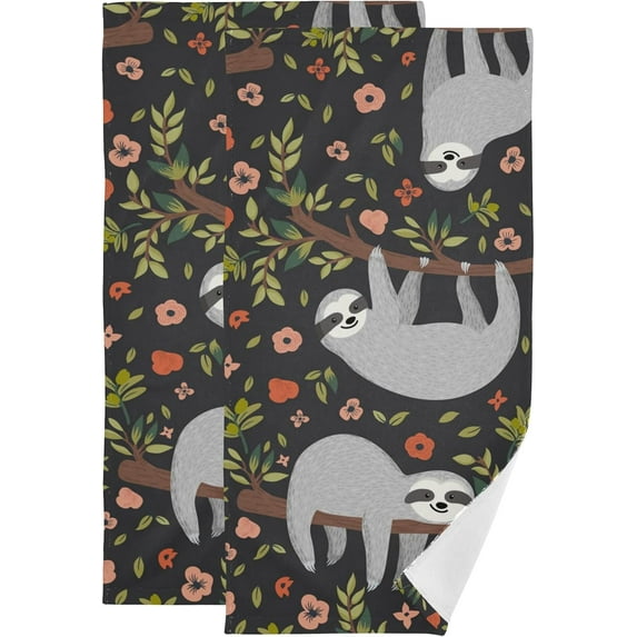 GZHJMY Sloth Soft Hand Towels, 2 Pcs Absorbent Bath Towel Decorative Fingertip Towels for Bathroom Gym Spa Hotel Beach Swimming Pool,14.4"x 28.3"