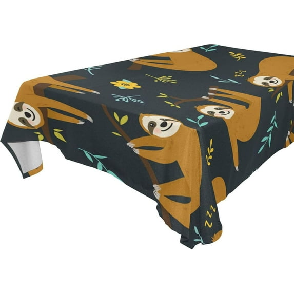 GZHJMY Sloth Tablecloth, Rectangle Waterproof Washable Polyester Table Cover for Picnic Dinner Holiday Party Decor, 60 x 120 Inch