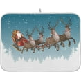 thumbnail image 1 of GZHJMY Snow Winter Santa With Reindeer Absorbent Dish Drying Mat Microfiber Kitchen Countertop Table Protector Multipurpose Counter Rack Sink Drainer Pad (16” x 18”), 1 of 6