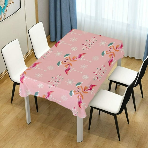GZHJMY Snowflake with Flamingo Rectangle Tablecloth for Kitchen Dining Room Party Table Cover Home Decor 60"(W) x 120"(L)