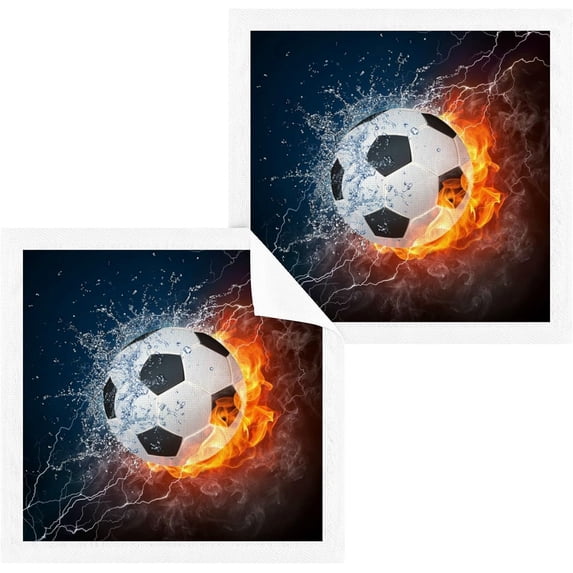 GZHJMY Soccer Pattern Wash Cloths 2 Pack - 12 x 12 Inch Super Super Soft Washcloths for Your Face and Body - 100% Cotton Absorbent Baby Face Towel
