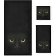 thumbnail image 1 of GZHJMY Soft 3 Towels Set Realistic Black Cat Face,1 Bath Towel+1 Hand Towel+1 Washcloth Decor for Home,Bathroom, Hotel, Gym, Spa and Beach, 1 of 6