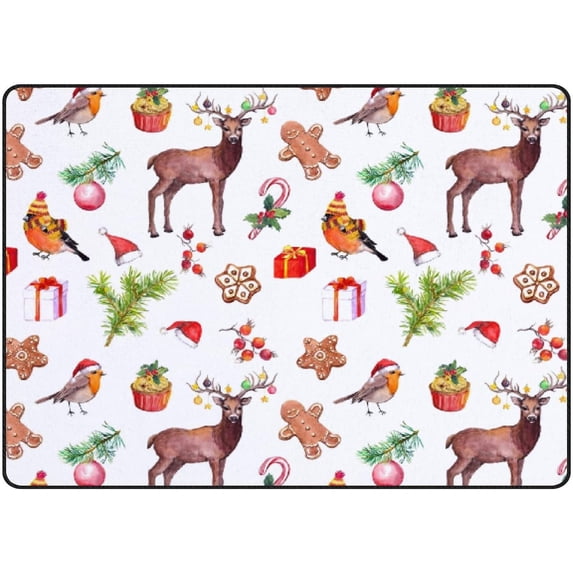 GZHJMY Soft Foam Nursery Area Rugs Christmas Birds Reindeer Candy Cane Non Slip Play Mats for Kids Boys Girls Playing Room Living Room60x39 inch Carpet Runner