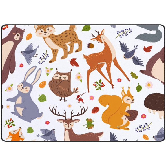 GZHJMY Soft Foam Nursery Area Rugs Cute Animals Fox Bear Rabbit Deer Hedgehog Non Slip Play Mats for Kids Boys Girls Playing Room Living Room60x39 inch Carpet Runner
