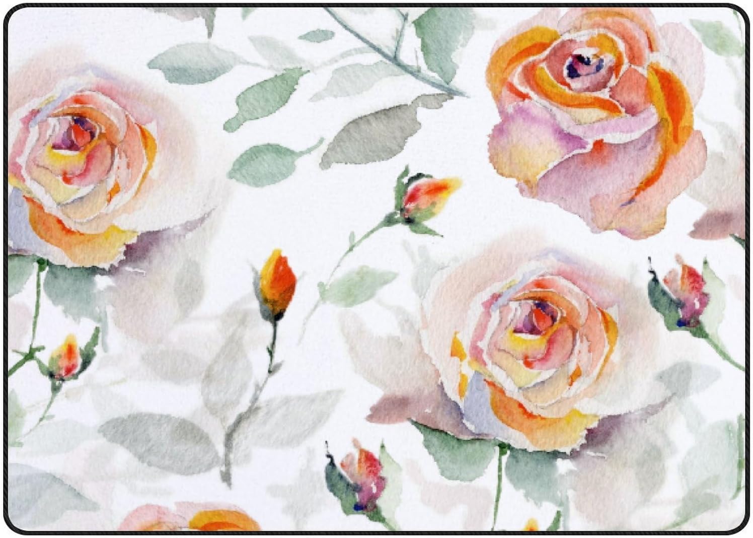 GZHJMY Soft Foam Nursery Area Rugs Watercolor Roses Play Mats for Kids ...