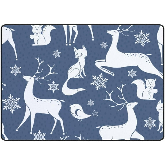 GZHJMY Soft Foam Nursery Area Rugs Winter Snowflakes Deer Fox Bird Non Slip Play Mats for Kids Boys Girls Playing Room Living Room72x48 inch Carpet Runner