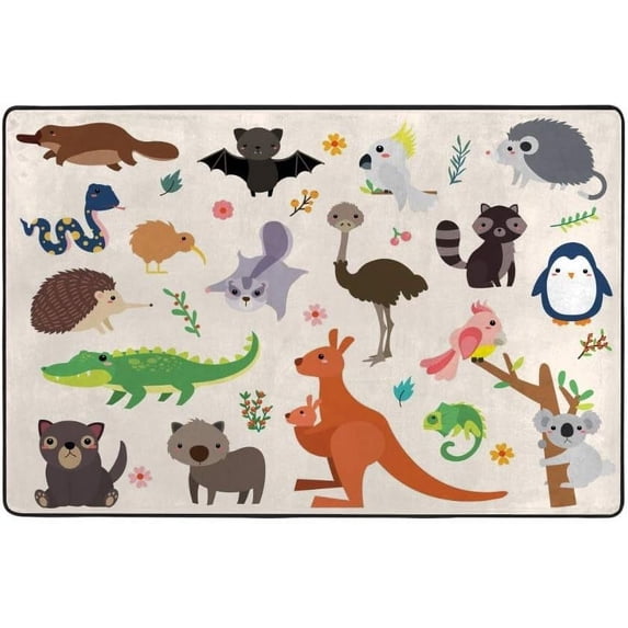GZHJMY Soft Foam Nursery Rugs Wildlife and Animals Non Slip Play Mats for Kids Boys Girls Playing Room Living Room 72 x 48 inch Carpet Runner