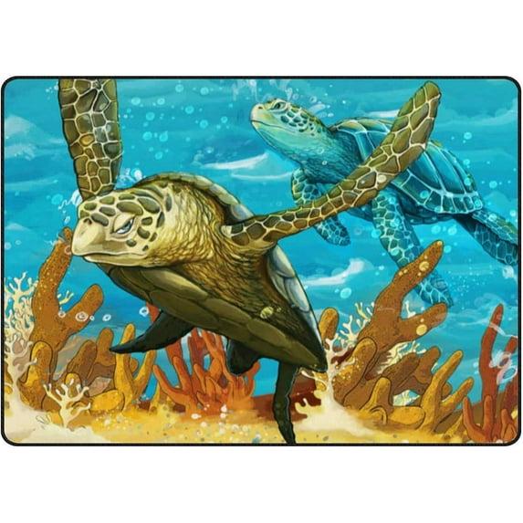 GZHJMY Soft Kids Rug Big Sea Turtles Area Rug Children Non Skid Animal Area Rug for Playroom & Nursery - 72x48 inch Carpet Runner
