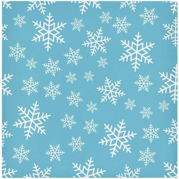 GZHJMY Soft Reusable Satin Table Decorative Napkins,20x20InX4 PCSChristmas White Snowflakes Blue,Family Dinner Wedding Banquet, Cocktail Party, Kitchen,Birthday Party