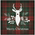 thumbnail image 1 of GZHJMY Soft Reusable Satin Table Decorative Napkins,20x20InX4 PCSMerry Christmas Reindeer Bouquet Flower Green Red Plaid,Family Dinner Wedding Banquet, Cocktail Party, Kitchen,Birthday Party, 1 of 7