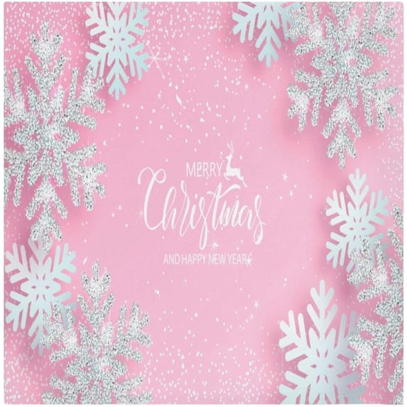 GZHJMY Soft Reusable Satin Table Decorative Napkins,20x20InX6 PCSPink Christmas Snowflake,Family Dinner Wedding Banquet, Cocktail Party, Kitchen,Birthday Party