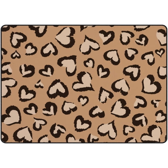GZHJMY Soft Rug Large Area Rugs, Brown Love Hearts Comfortable Indoor Carpet, Baby Play Mat for Living Room Bedroom Nursery Decor Floor Mat 72x48inch Carpet Runner