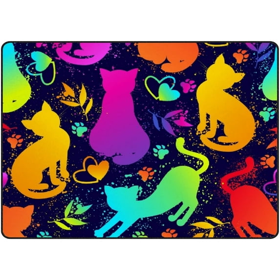 GZHJMY Soft Rug Large Area Rugs, Grunge Cats Hearts Comfortable Indoor Carpet, Baby Play Mat for Living Room Bedroom Nursery Decor Floor Mat 63x48inch Carpet Runner