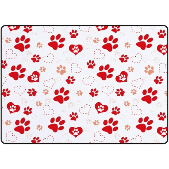 GZHJMY Soft Rug Large Area Rugs, Tracks of Animals Hearts Comfortable Indoor Carpet, Baby Play Mat for Living Room Bedroom Nursery Decor Floor Mat 60x39inch Carpet Runner