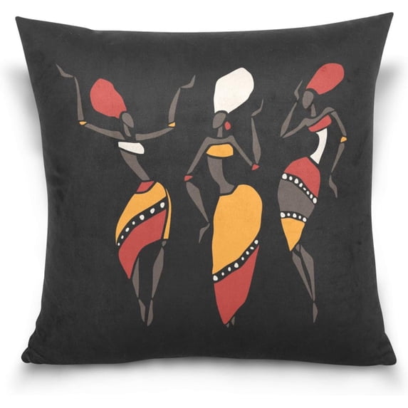 GZHJMY Soft Smooth Skin-Friendly Throw Pillow Cover Without Pillow Case16 x16 Shrink-Resistant Breathable Hidden Zipper Opening, Sofa Bed Office Farmhouse Room Easy to Disassemble|African Dancers