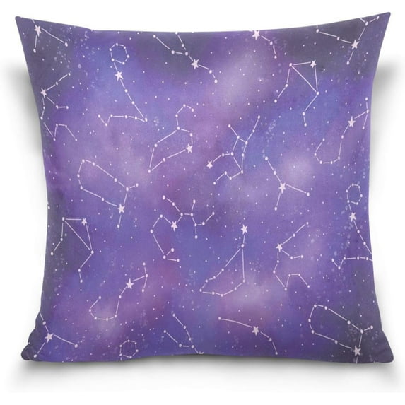 GZHJMY Soft Smooth Skin-Friendly Throw Pillow Cover Without Pillow Case16 x16 Shrink-Resistant Breathable Hidden Zipper Opening, Sofa Bed Office Farmhouse Room Easy to Disassemble|Zodiac Galaxy