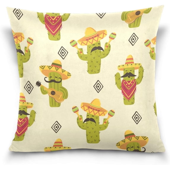 GZHJMY Soft Smooth Skin-Friendly Throw Pillow Cover Without Pillow Case18 x18 Shrink-Resistant Breathable Hidden Zipper Opening, Sofa Bed Office Farmhouse Room Easy to Disassemble|Mexican Cactus