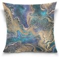 thumbnail image 1 of GZHJMY Soft Smooth Skin-Friendly Throw Pillow Cover without Pillow Case20"x20"Shrink-Resistant Breathable Hidden Zipper Opening, Sofa Bed Office Farmhouse Room Easy to Disassemble|Blue Gold Marbling, 1 of 7