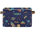 thumbnail image 1 of GZHJMY Space Planet Rectangular Storage Bin, Collapsible Toy Storage Bins, Waterproof Canvas Rectangular Storage Bin with Leather Handles for Home Closets Offices,Bedrooms,Kids Toy, Gift Baskets, 1 of 7