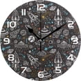 thumbnail image 1 of GZHJMY Space Rocket Wall Clock, 10" Silent Non Ticking Round Clock, Oil Painting Easy to Read Clock for Living Room Bedroom Bathroom Home Decor Holiday Gifts, 1 of 7