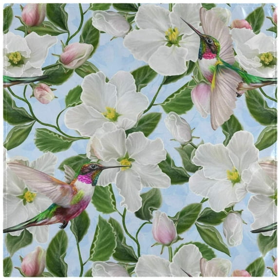 GZHJMY Spring Hummingbirds Flowers Pattern Cloth Napkins, Set of 1 20 x 20 Inch Soft & Comfortable Polyester Dinner Napkin for Family, Restaurant, Weddings, Parties