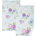 thumbnail image 1 of GZHJMY Spring Phalaenopsis Flower Purple Cotton Towels Set 2 Pcs Absorbent Hand Towel Face Towels Kitchen Towels Bath Towels for Bathroom Laundry Room Kitchen 16 x 28 Inches, 1 of 7