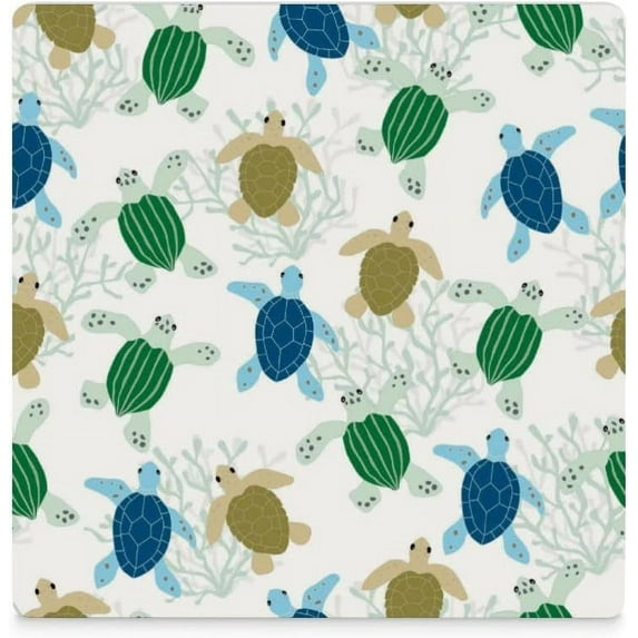 GZHJMY Square Drink Coasters, 1 Pcs Colorful Sea Turtle Pattern Absorbent Ceramic Coffee Coasters for Drinks with Cork Base Housewarming Gift for Home Decor