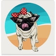 thumbnail image 1 of GZHJMY Square Drink Coasters, 1 Pcs Pug Dog on Beach Absorbent Ceramic Coffee Coasters for Drinks with Cork Base Housewarming Gift for Home Decor, 1 of 6