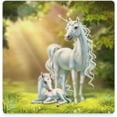 thumbnail image 1 of GZHJMY Square Drink Coasters, 1 Pcs Unicorn Mom and Baby on The Forest Absorbent Ceramic Coffee Coasters for Drinks with Cork Base Housewarming Gift for Home Decor, 1 of 6