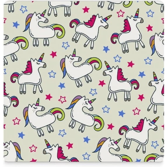 GZHJMY Square Drink Coasters, 1 Pcs Unicorn and Stars Absorbent Ceramic Coffee Coasters for Drinks with Cork Base Housewarming Gift for Home Decor