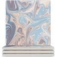 thumbnail image 1 of GZHJMY Square Drink Coasters 2 Pcs Abstract Marble Texture Absorbent Ceramic Coffee Coasters for Drinks with Cork Base Housewarming Gift for Home Decor, 1 of 6