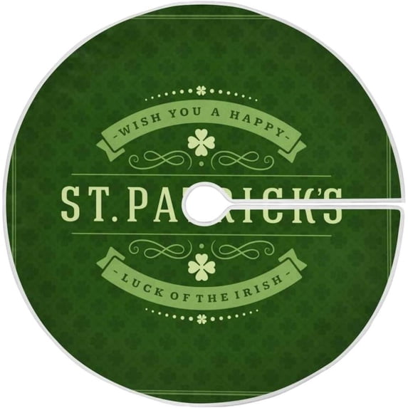 GZHJMY St. Patrick's Day Christmas Tree Skirt 36", St. Patrick's Day Tree Skirt Double Layers Polyester Easter Tree Skirt for St. Patrick's Day Holiday Party Decoration