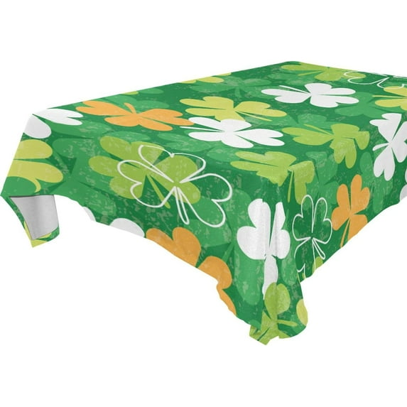 GZHJMY St. Patrick's Day Clover Tablecloth, Rectangle Waterproof Washable Polyester Table Cover for Picnic Dinner Holiday Party Decor, 54 x 54 Inch