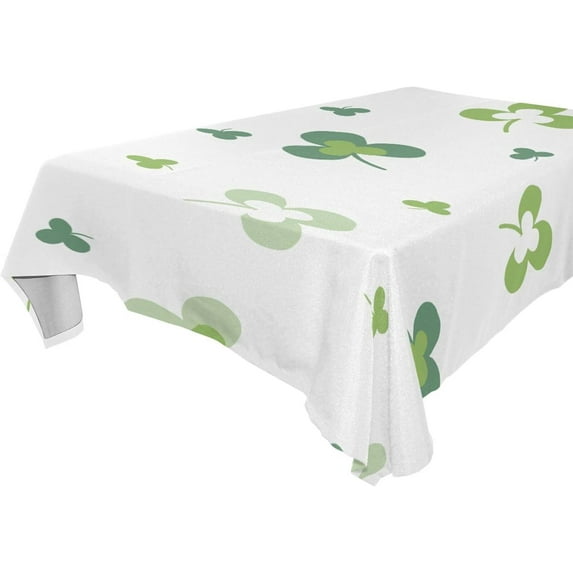 GZHJMY St. Patrick's Day Clover Tablecloth, Rectangle Waterproof Washable Polyester Table Cover for Picnic Dinner Holiday Party Decor, 54 x 54 Inch