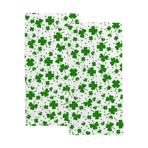 GZHJMY St Patrick s Day Clover seamless pattern, Bath Shower Towels Set of 2 for Bathroom -Soft Microfiber Hand Towel Absorbent Soft Decorative Face Towel for Kids 30 x 15 inch
