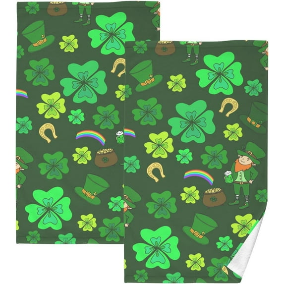 GZHJMY St. Patrick's Day Cotton Hand Towel Super Soft and High Absorbent Bath Towel Fast Drying Hand Towel for Home Bathroom Gym Hotel Yoga (2 Pack),16 x 28 inch Washcloths