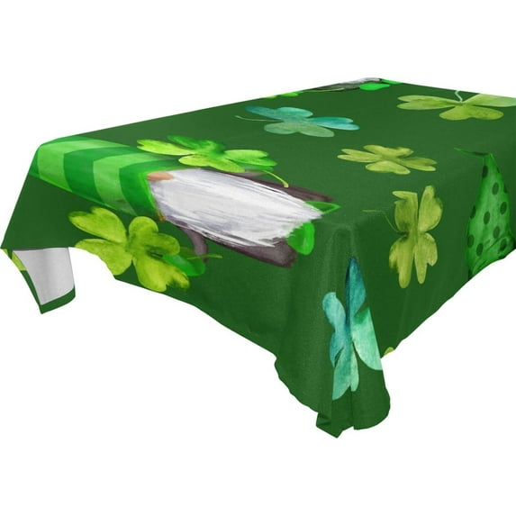 GZHJMY St. Patrick's Day Gnome Tablecloth, Rectangle Waterproof Washable Polyester Table Cover for Picnic Dinner Holiday Party Decor, 60 x 120 Inch