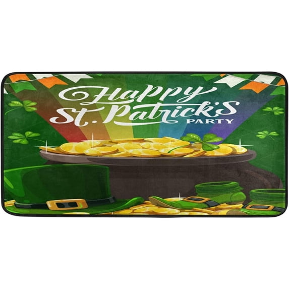 GZHJMY St.Patrick's Day Kitchen Rugs and Mats,Happy St Non Slip Washable Cushioned Carpets Polyester AntiFatigue Comfort Porch Floor Mat Doormate, 39"x 20"