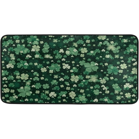 GZHJMY St.Patrick's Day Kitchen Rugs and Mats,Lucky Clover Non Slip Washable Cushioned Carpets Polyester AntiFatigue Comfort Porch Floor Mat Doormate, 39"x 20"