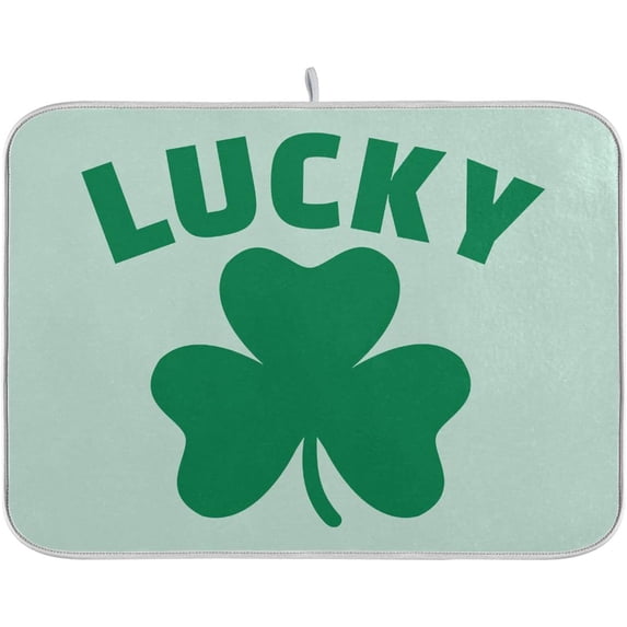 GZHJMY St. Patrick's Day Lucky Shamrock Absorbent Dish Drying Mat Large Microfiber Kitchen Countertop Table Protector Multi-Purpose Counter Rack Sink Drainer Pad (16" x 18")