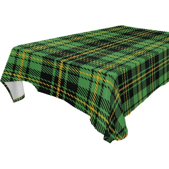 GZHJMY St. Patrick's Day Plaid Tablecloth, Rectangle Waterproof Washable Polyester Table Cover for Picnic Dinner Holiday Party Decor, 54 x 54 Inch