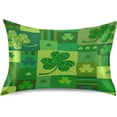 thumbnail image 1 of GZHJMY St. Patrick's Day Queen Satin Pillowcase St. Patrick's Day Plaid Shamrock Clover Leaves Green Pillow Case Cover Home Bedding Smoothy Ultra Soft Pillow Cover Bedding Deco Home Decor, 1 of 7