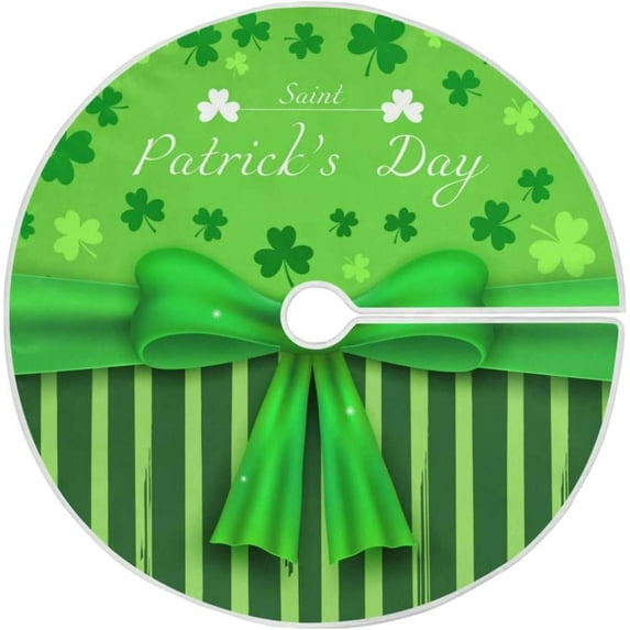 GZHJMY St Patrick's Day Tree Skirt Home Decoration Large Round Clover Christmas Tree Skirt for Holiday Party Home Christmas Day Ornaments, 35.4"