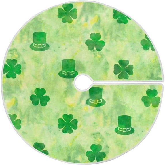 GZHJMY St Patrick's Day Tree Skirt Home Decoration Large Round Clover Christmas Tree Skirt for Holiday Party Home Christmas Day Ornaments, 47.2"