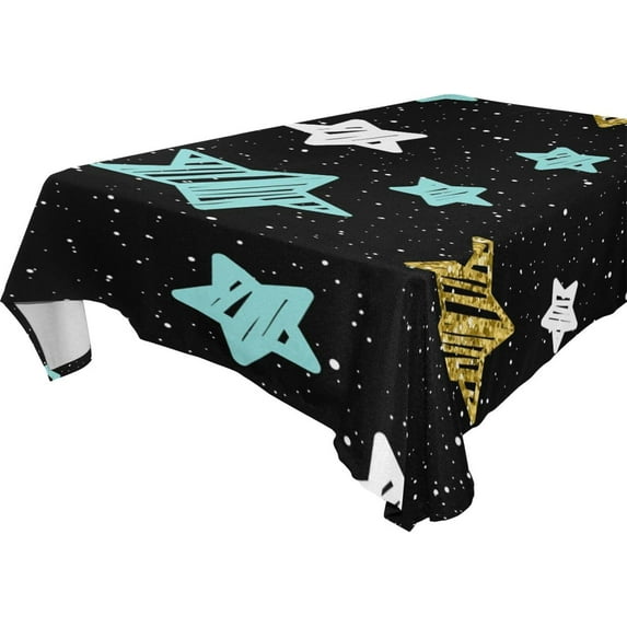 GZHJMY Star Tablecloth, Rectangle Waterproof Washable Polyester Table Cover for Picnic Dinner Holiday Party Decor, 54 x 72 Inch