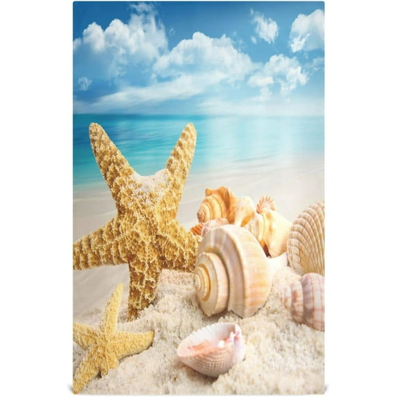 GZHJMY Starfish Seashells with Blue Sky Kitchen Towels Set of 1 Dishcloths Hand Towels Tea Towels Ultra Absorbent for Cleaning Washing Drying Dishes Tableware 28'' x 18''